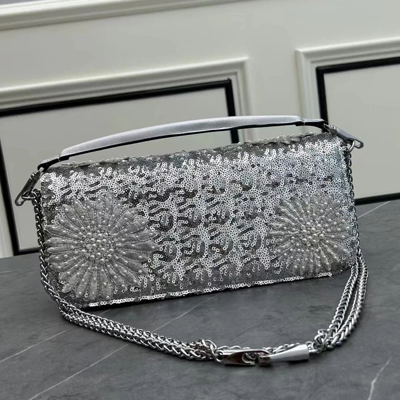 

Vintage imitation crystal embroidered beaded handbag Women's new luxury multi-function large capacity diagonal shoulder bag