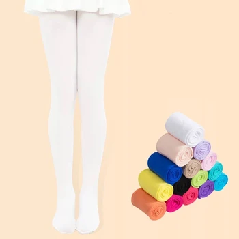 Collant per bambini color caramello primavera/autunno per bambina, calze collant bianche in velluto per calzini da ballo per studenti infantili 1