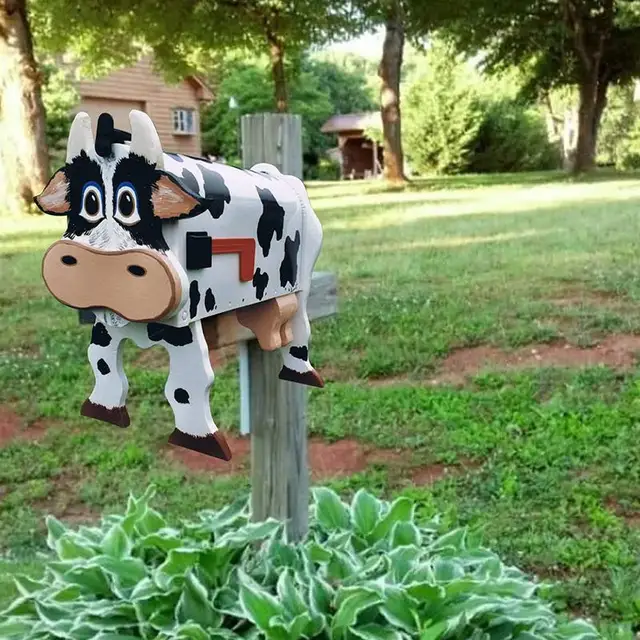 Cow Postafiók Kézzel Készített Egyedi Fém Tehén Animal Stide Boad Form House Letter Box Dekoráció Otthon És Kert - Image 3