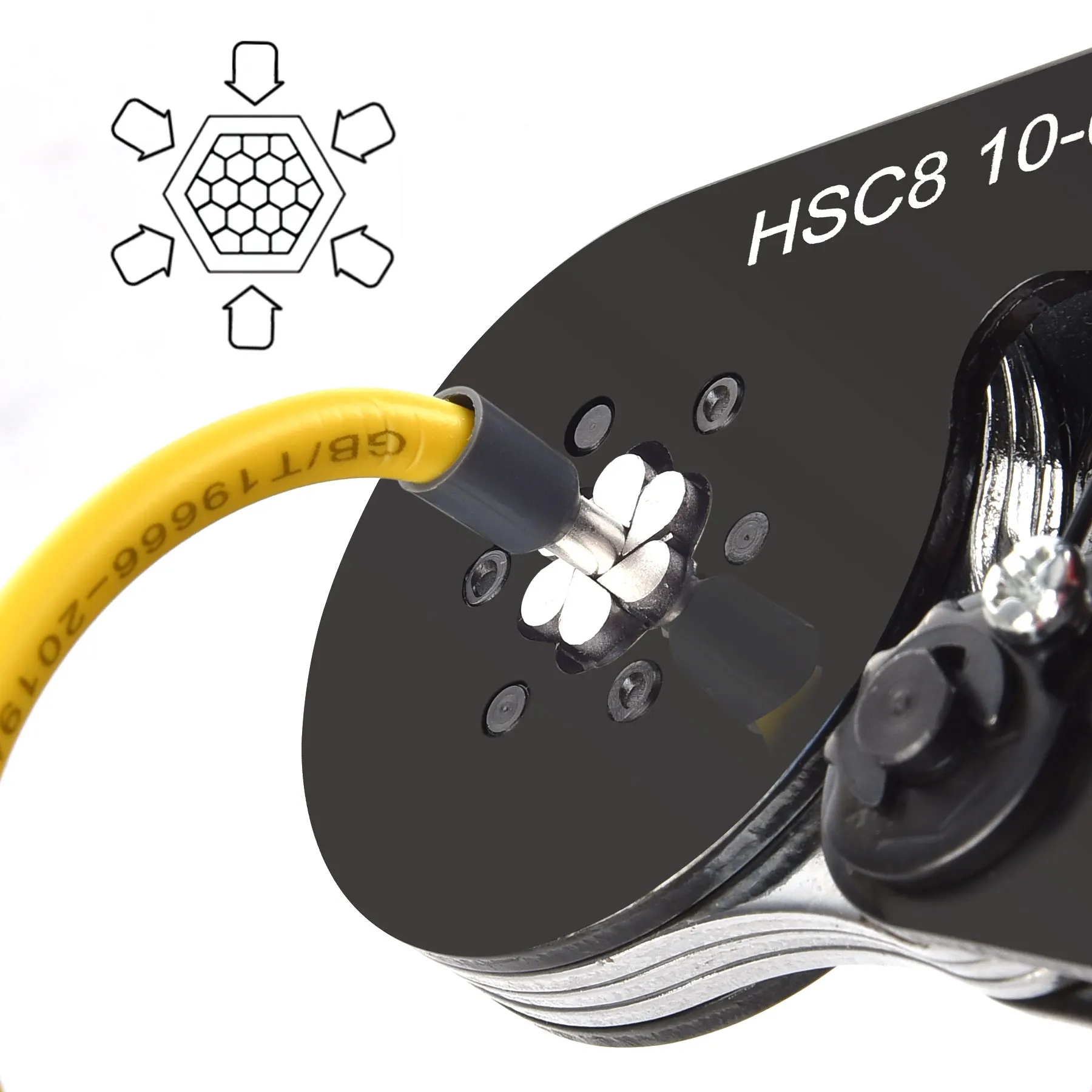 HSC8 10-6A 0.25-10mm² Tubular Terminals Crimping Pliers Wire Ferrule Crimper Tools,Household Electrical Hand Tool Kit Clamp Tool 2