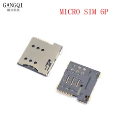 10pcs SIM card slot Micro SIM 6P 6-Pin card Holder adapter connect use for phone self push Type