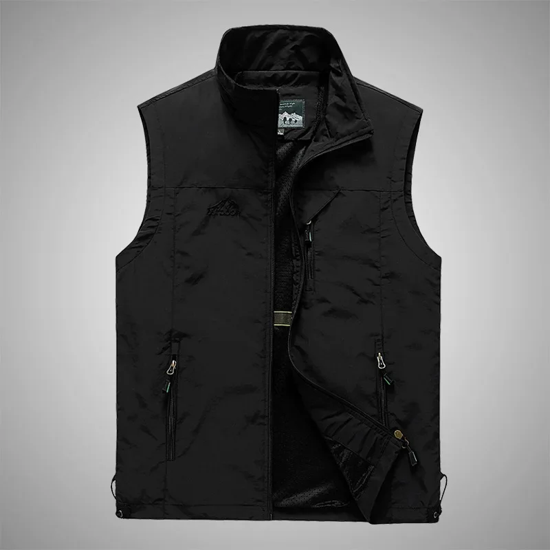 Spring Autumn Fashion Zipper Harajuku Vest Men All Match Loose Coats Casual Jacket Sport Outerwear Solid Tank Tops Male Clothes