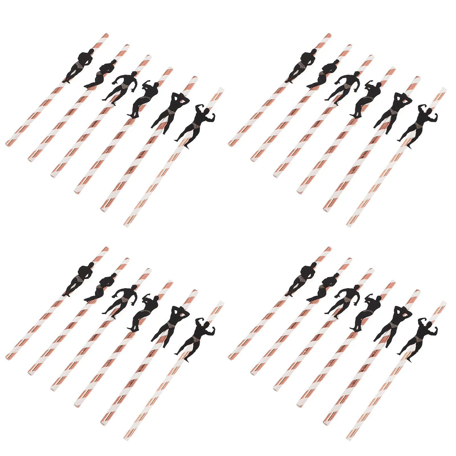 24 Pcs Party Paper Straws Decorations Dancer for Drinking Coffee Card Bachelorette Fitness