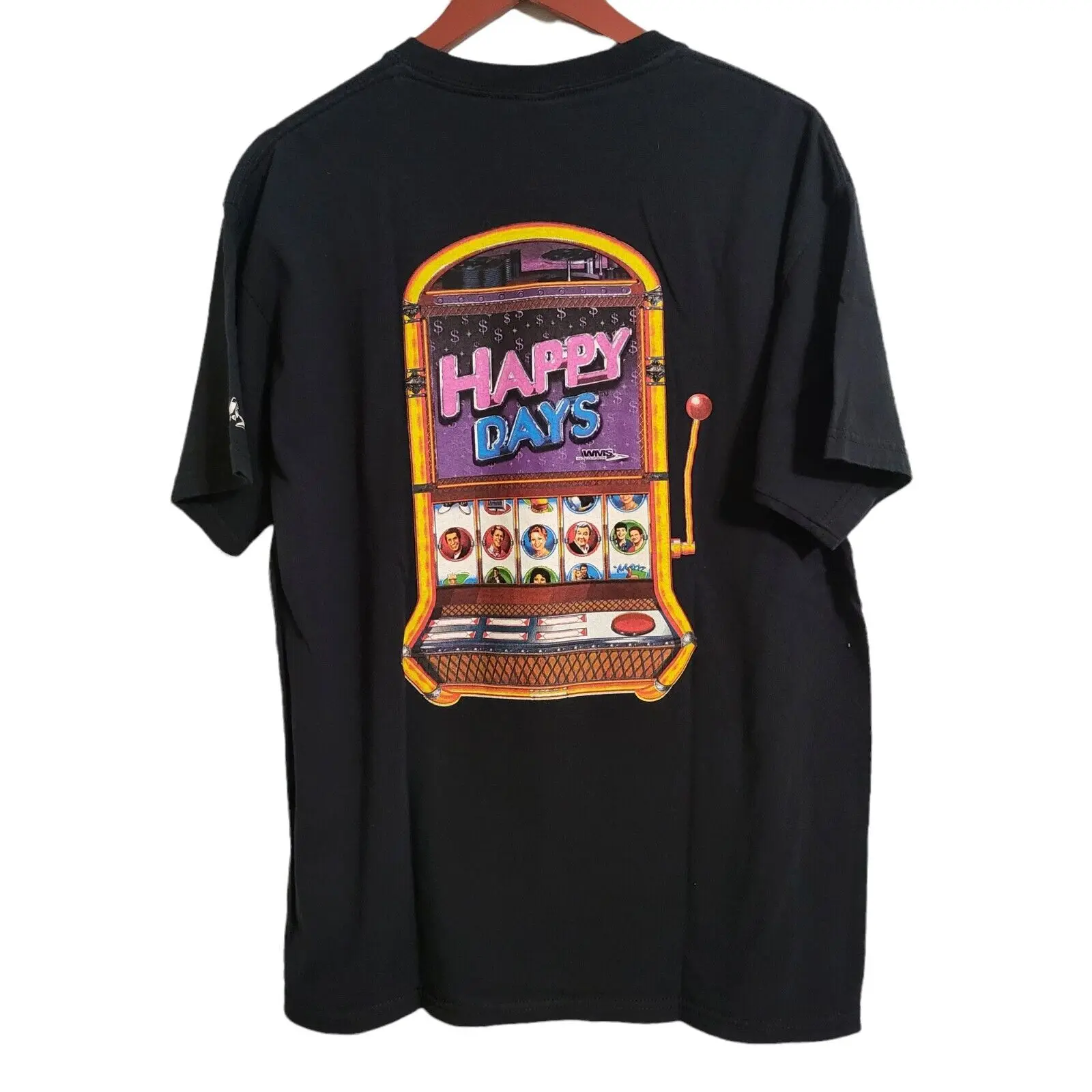 Vintage Happy Days Tv Show Promo Slot Machine Wms Gaming Shirt Large Az Maniche Lunghe O Corte