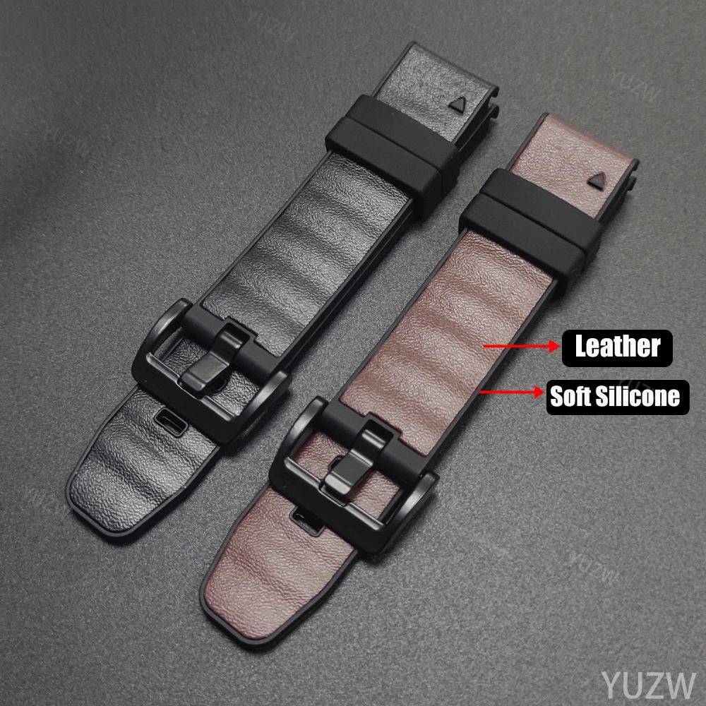 QuickFit Leather & Silicone Sport Watchband Bracelet