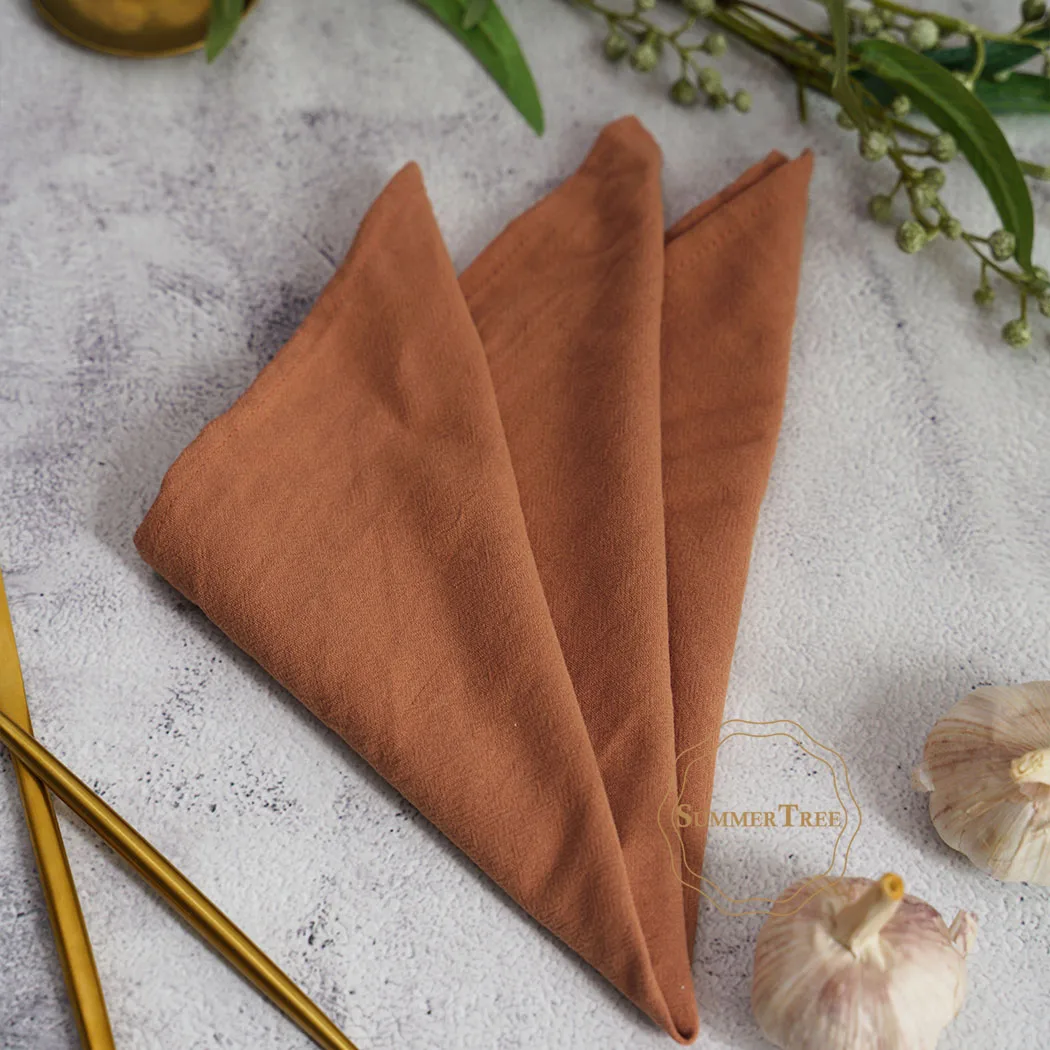 12pcs Napkins 40X40CM Plain Washed Cotton Towel Dining Place Mats Wedding Party Linen Restaurant Kitchen Cloths Table Decoration