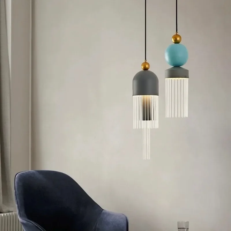 Nordic Modern Glass Pendant Lamp Bedroom Bedside Living Room Dining Room Kitchen Bar Led Light Island Platform Lighting Hanging 3