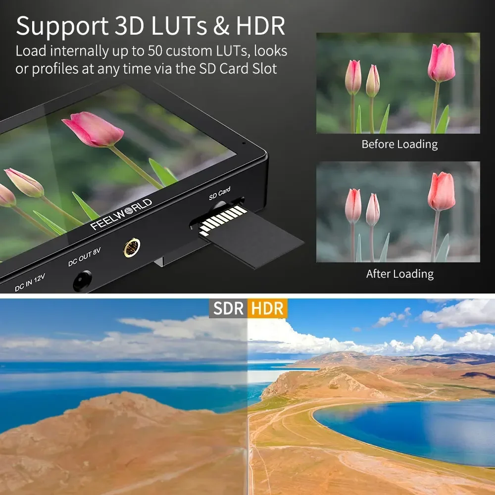 FEELWORLD LUT5 5.5 Inch Field Monitor Touch Screen DSLR Camera Bright 3000nit 4K HDMI Input Output With Instal Kit Monitor