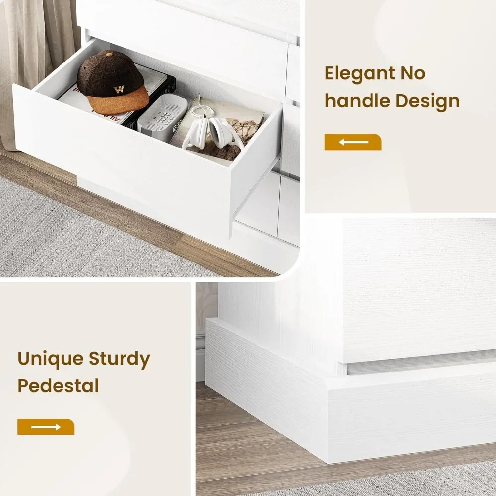 Dresser for Bedroom, Modern Chest of Drawers, Storage Tower Clothes Organizer Closet, Long Double Dresser with No Handle Drawers 3