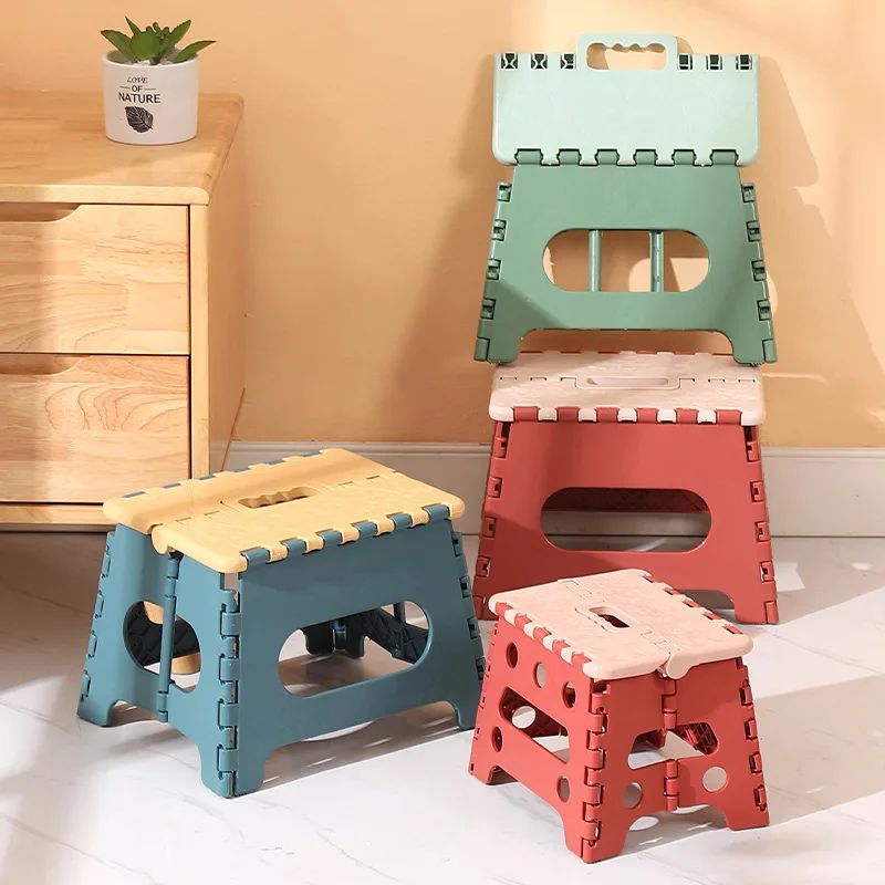 

Folding Stool Lightweight Handheld Portable Small Stool Thickened Plastic Folding Stool Household Adult Children Outdoor Mat