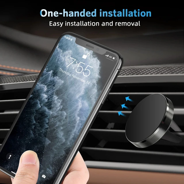 Soporte magnético de teléfono móvil para coche, rejilla de ventilación de  aire, para iPhone 13, 12, XR, Xiaomi Mi, Huawei, Samsung - AliExpress