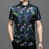 Mulberry Silk Blend Premium Shirts For Men Short Sleeved Casual Summer Quality Smooth Comfortable Floral Print Camisas De Hombre 2