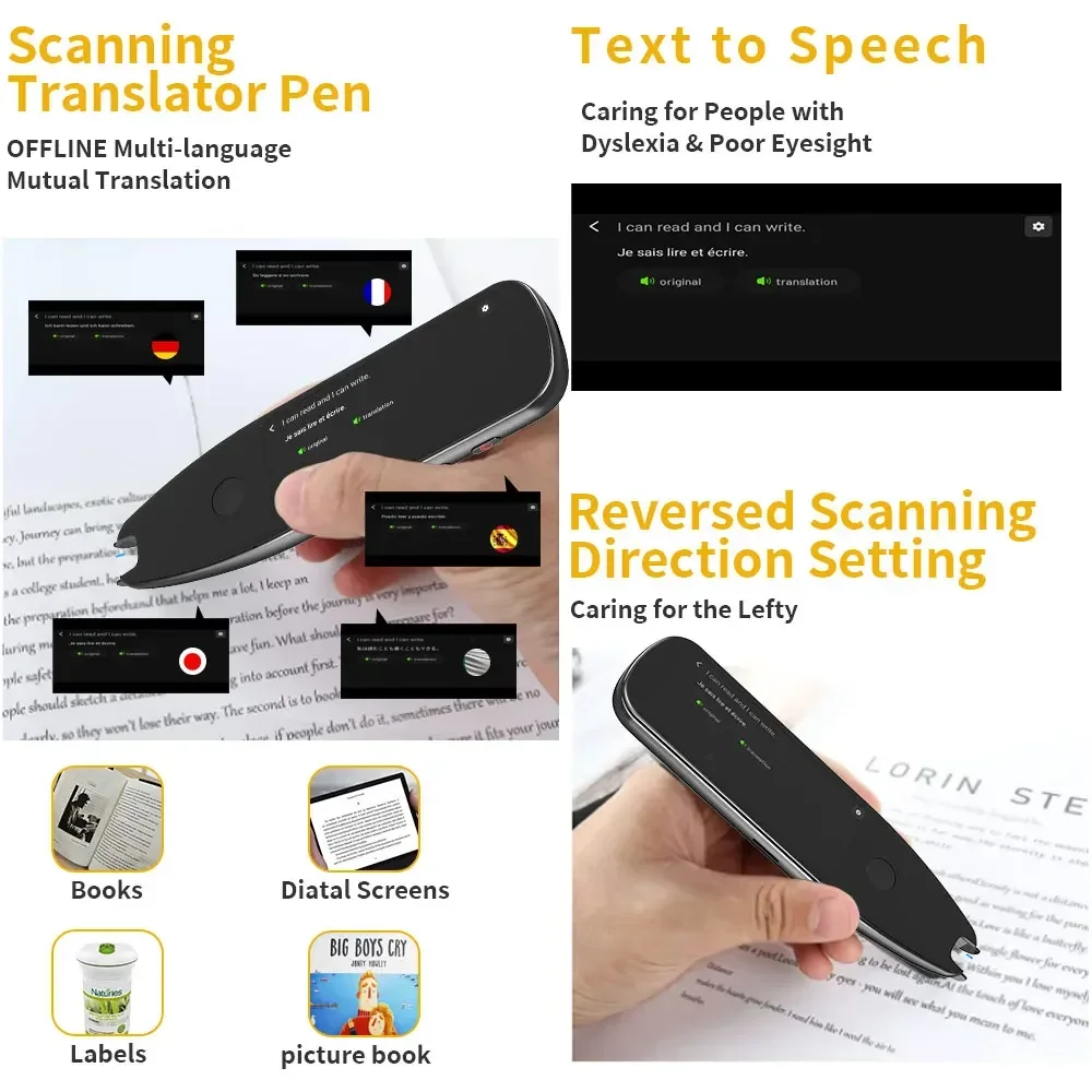 Upgraded Scan Reader Pen – 134 Language Translator, Offline Scanning, Voice Translation For Travel & Study