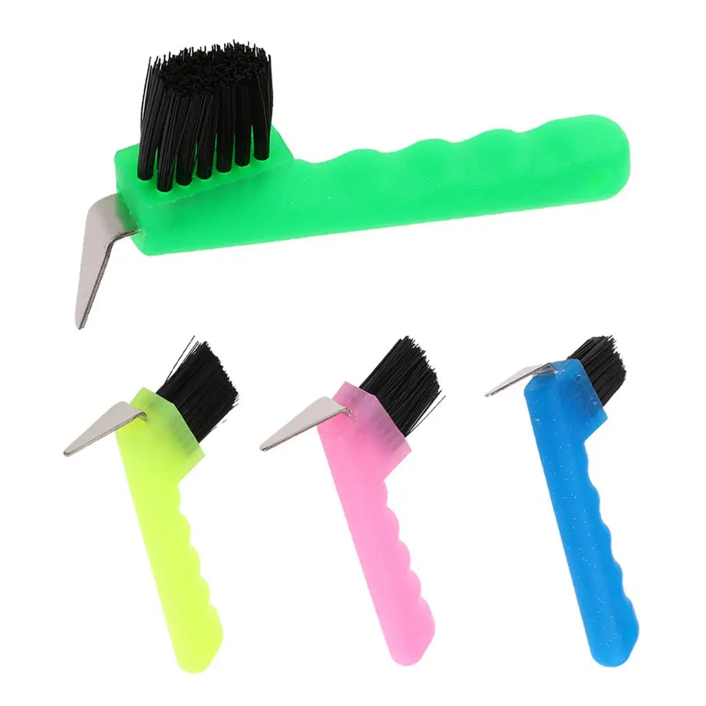 Hoof Pick with Brush Horse Grooming Tool Green Pink Blue Fluorescent Yellow 4