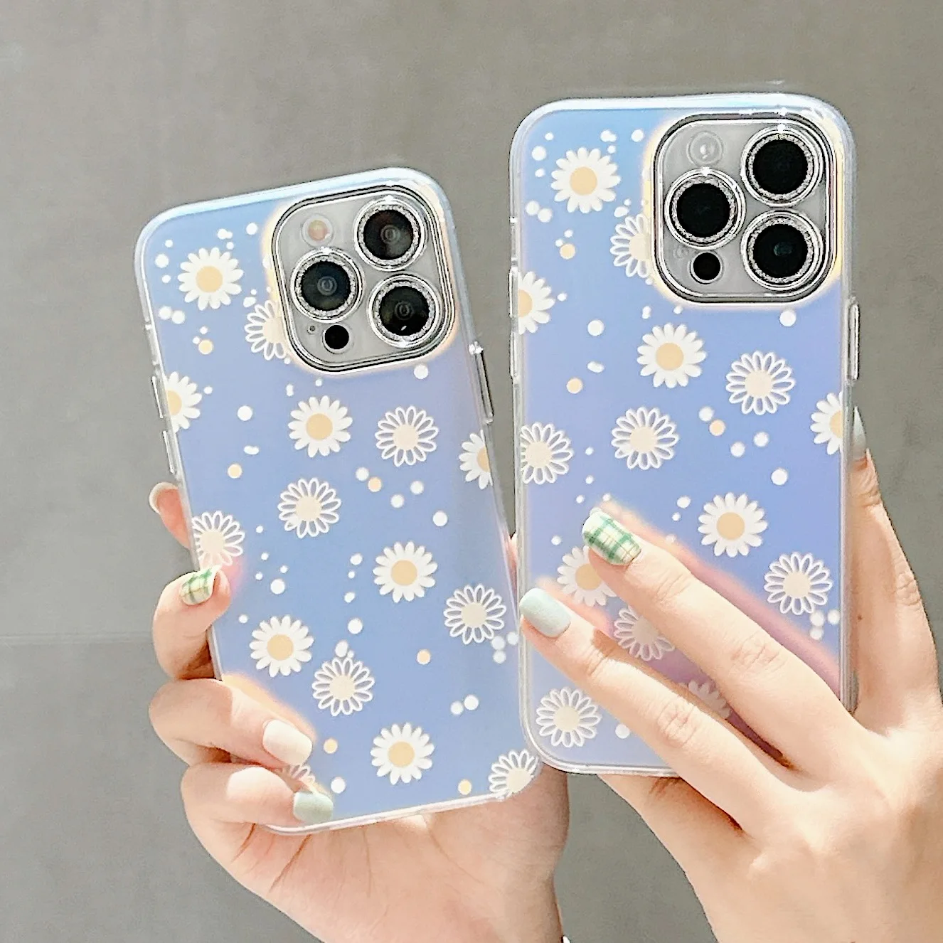Лазерный чехол IMD для iPhone 11, 12 Pro Max, iPhone 13 Pro Max, iPhone 14 Pro Max, iPhone 15 Pro Max, милый чехол с маленькими маргаритками и цветами