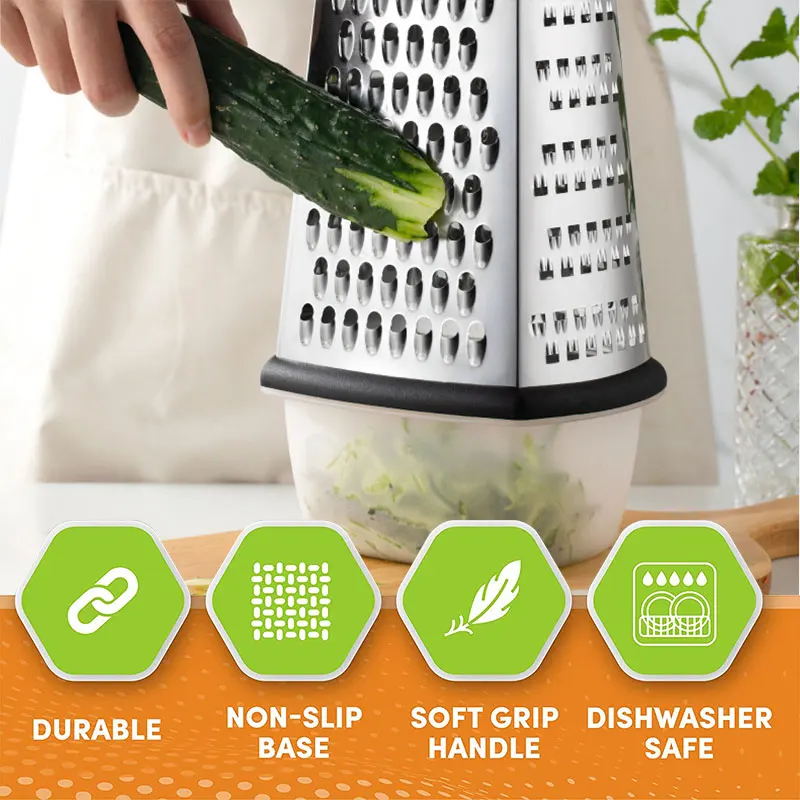 Stainless Steel Box Cheese Grater Container 4 Sides Box Grater Handheld Kitchen Food Shredder Vegetable Ginger Cutter cheese grater