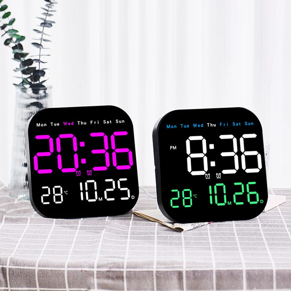 Enhanced LED Digital Wall Clock with Remote and Auto Dimming for Home and Office Spaces