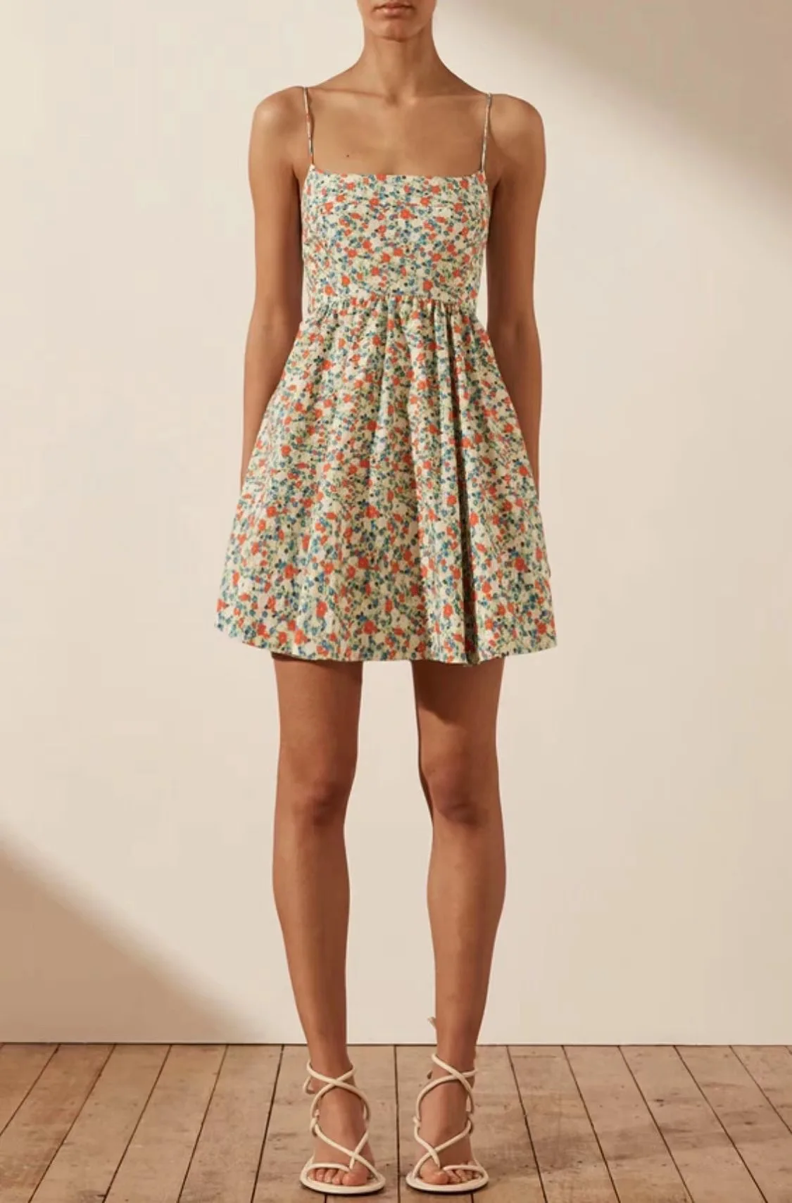 

Women Mini Dress Printed Sleeveless Backless Sweet Sling Robe
