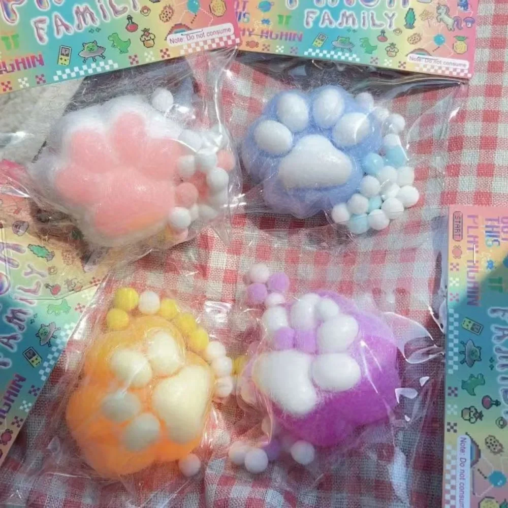 Squishy Handmade Flocking Cat's Paw Stress Relief Toy Cure Office Stress Reliever Vent Fidget Toys for Kids Adults Toys Gift 5