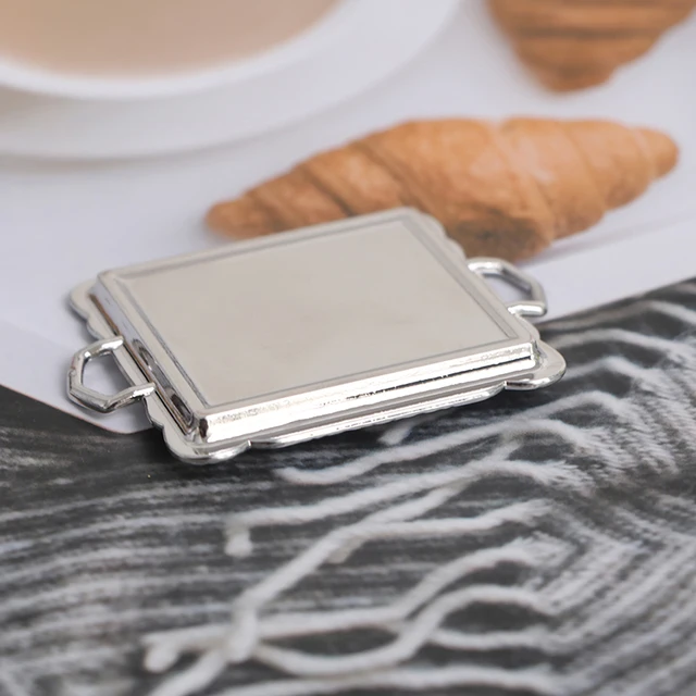 10pcs 1/12 Dollhouse Miniature Silver Metal Tea Coffee Tray Tableware Set 6