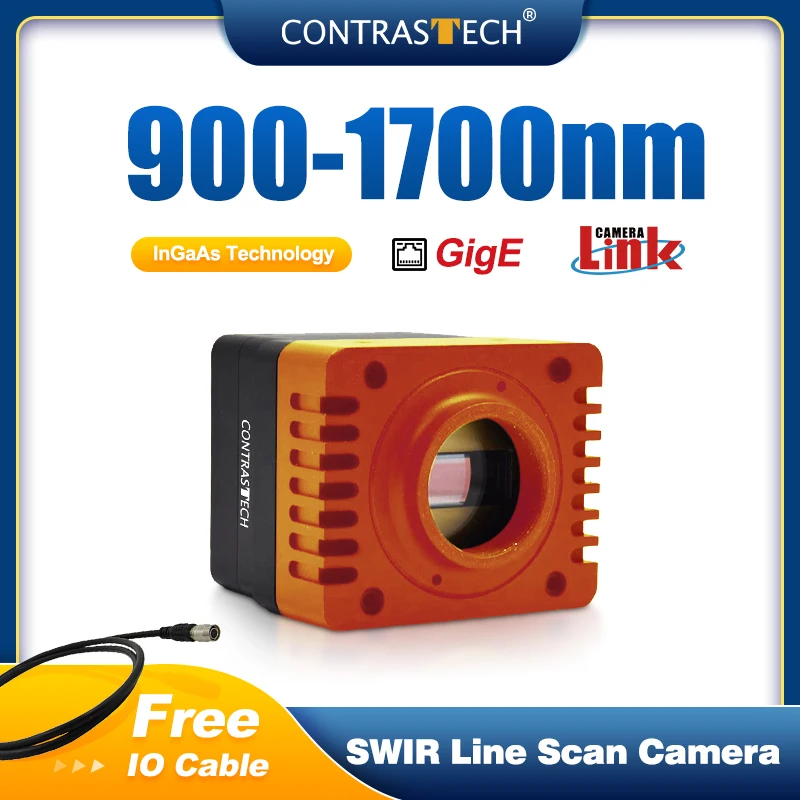 HD 1024x1 40kHz GigE/카메라링크 1K 단파장 적외선 900-1700nm 라인 스캔 InGaAs SWIR 카메라 (안개 관통용) Contrastech