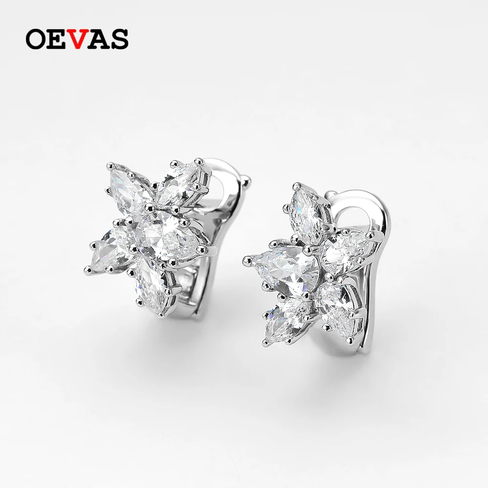 Stud Earrings OEVAS 925 Sterling Silver Sparkling High Carbon Diamond Earrings For Women Wedding Engagement Party Fine Jewelry