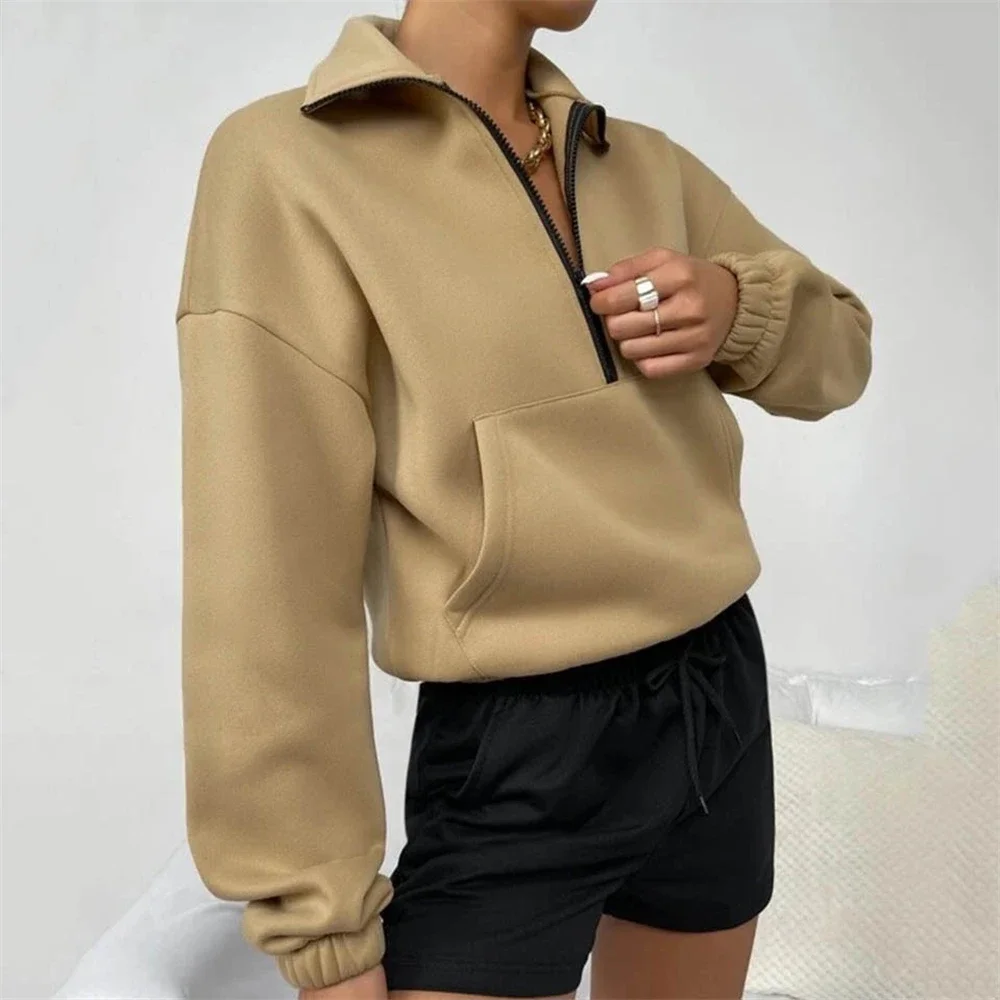 Vintage Women Oversized Sweatshirts 2023 Autumn Zipper Pullover Jacket Caots Korean Streetwear Trend Y2K Female Tops Sudaderas