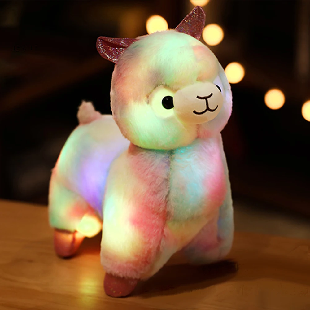 

Luminous Animals Plush Toy Soft Stuffed Glowing Colorful Alpaca Dinosaur Cat Cushion Led Light Pillow Gift For Kids Children