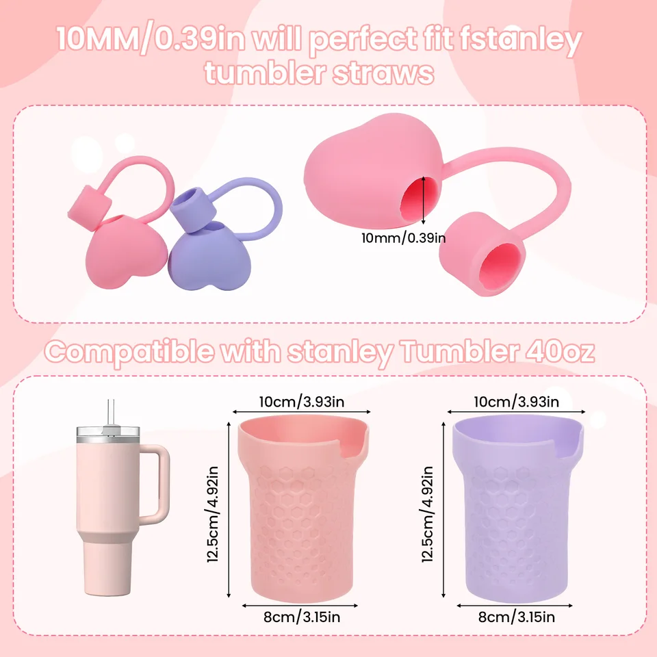 Violette Silikon-Trinkhalm-Abdeckkappe Für Stanley Cups | 10 Mm Durchmesser, Wiederverwendbar & Niedlich