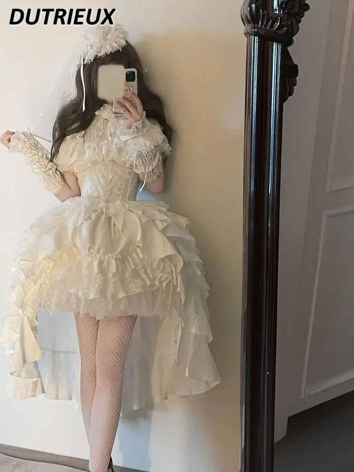 Japanese Dark Gothic Style Lolita High Waist Skirt Spring and Autumn New Sweet and Cute Girls Versatile Solid Color Puffy Skirts 6