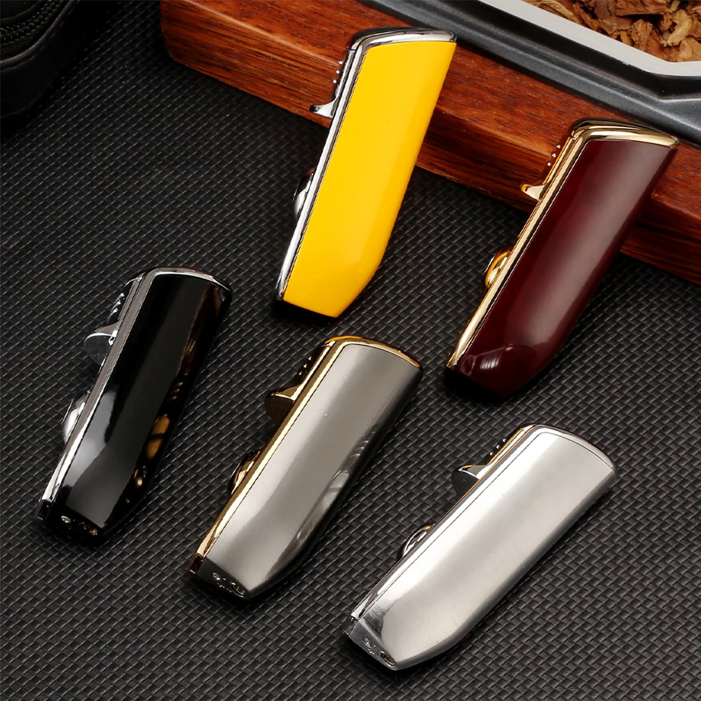Luxury Red Cloud Snake Mouth Shape Metal Windproof 3 Torch Jet Flame Cigarette Cigar Lighter with Cigar Punch Pocket Lighter