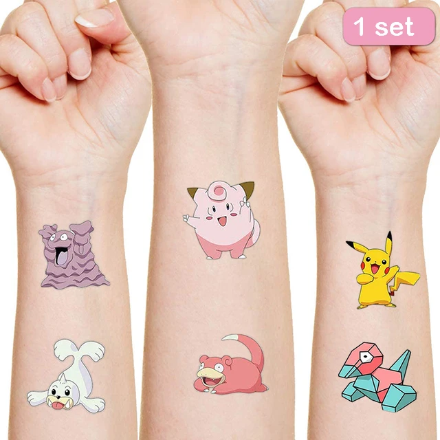 Impermeável Pokémon Tattoo Stickers, Bonito Pikachu Adesivo, Desenhos  animados engraçados, Crianças, Meninas Natal, Presente de aniversário,  recompensa Toy, 12Pcs por Saco - AliExpress