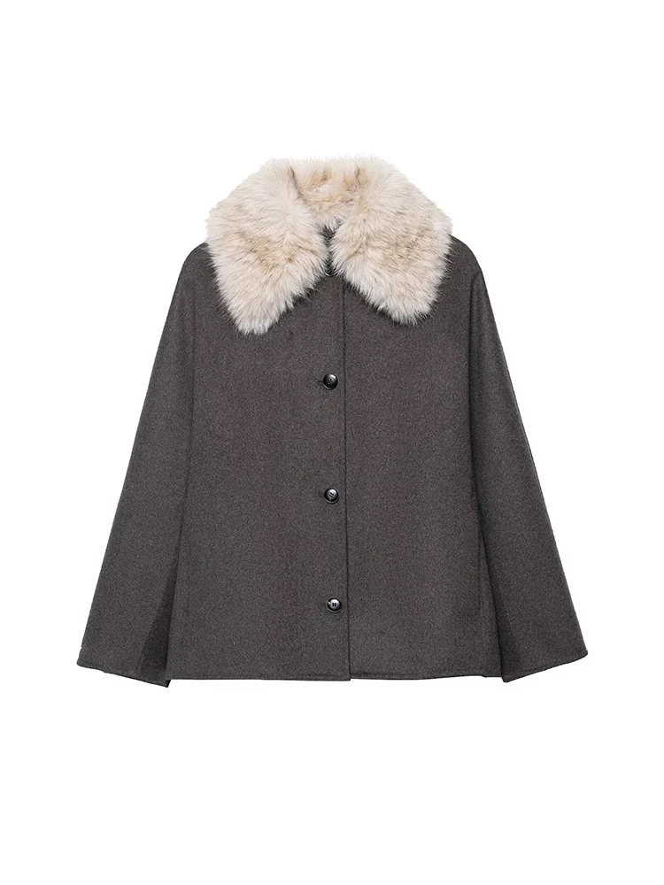 Women Fur Collar Jacket 2025 New Autumn Winter Fashion Long Sleeve Button Coat  Female High Street Outerwear New Jackets ﻿