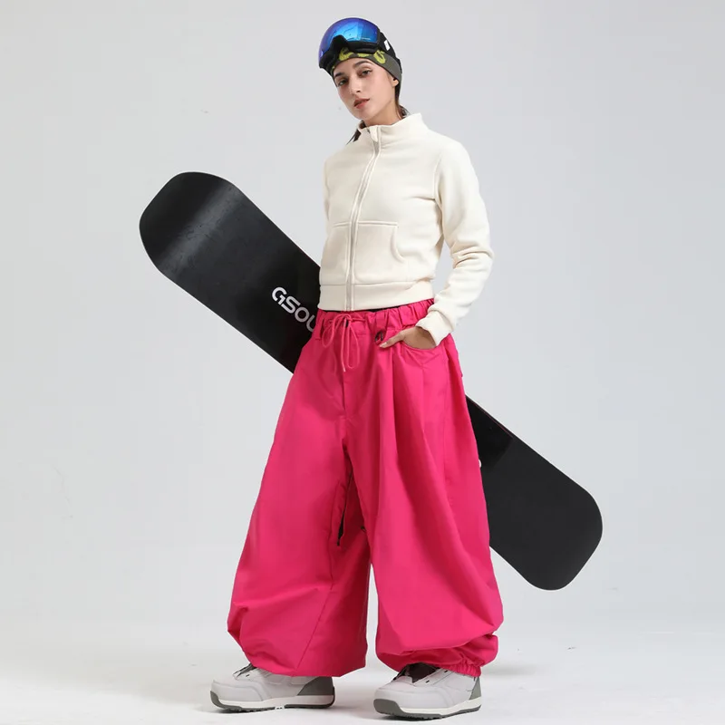 Gsou Snow Fashion Oversized Loose Ski Pants Waterproof Warm Windproof Snowboard Trousers Outdoor Sports Professional Snow Pants 3