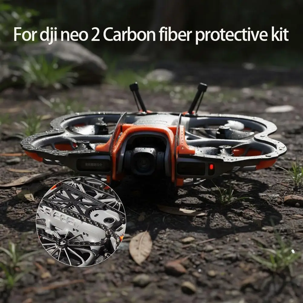 Kit de protection pour DJI Neo 2 – Sécurité et précision pour votre drone avec les trois coques colorées disposées autour du drone