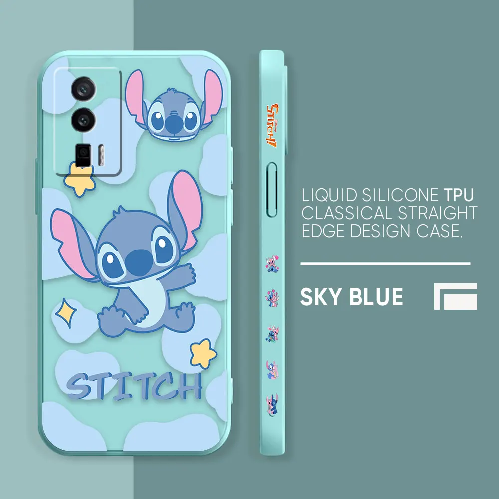thumbnail image 1 of Funda para Redmi K60E K60 K50 K40S K40 K30 9A 9 8A 8 10 Pro 4G 5G Color Simple funda de silicona líquida lindo Lilo & Stitch, 1 of 5