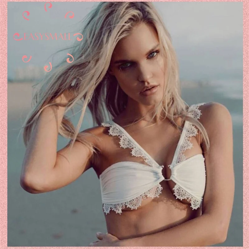 

Easysmall Snap 43 Sexy Lace Eyelash Neck Hanging Metal Buckle Charming Strap Style Beach Resort Underwear Swimwear