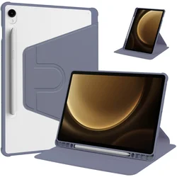 Premium Protective Case with Pencil Holder for 10.9-Inch Tablets - PU Leather & Acrylic Clear Stand Cover (Lavender gray)