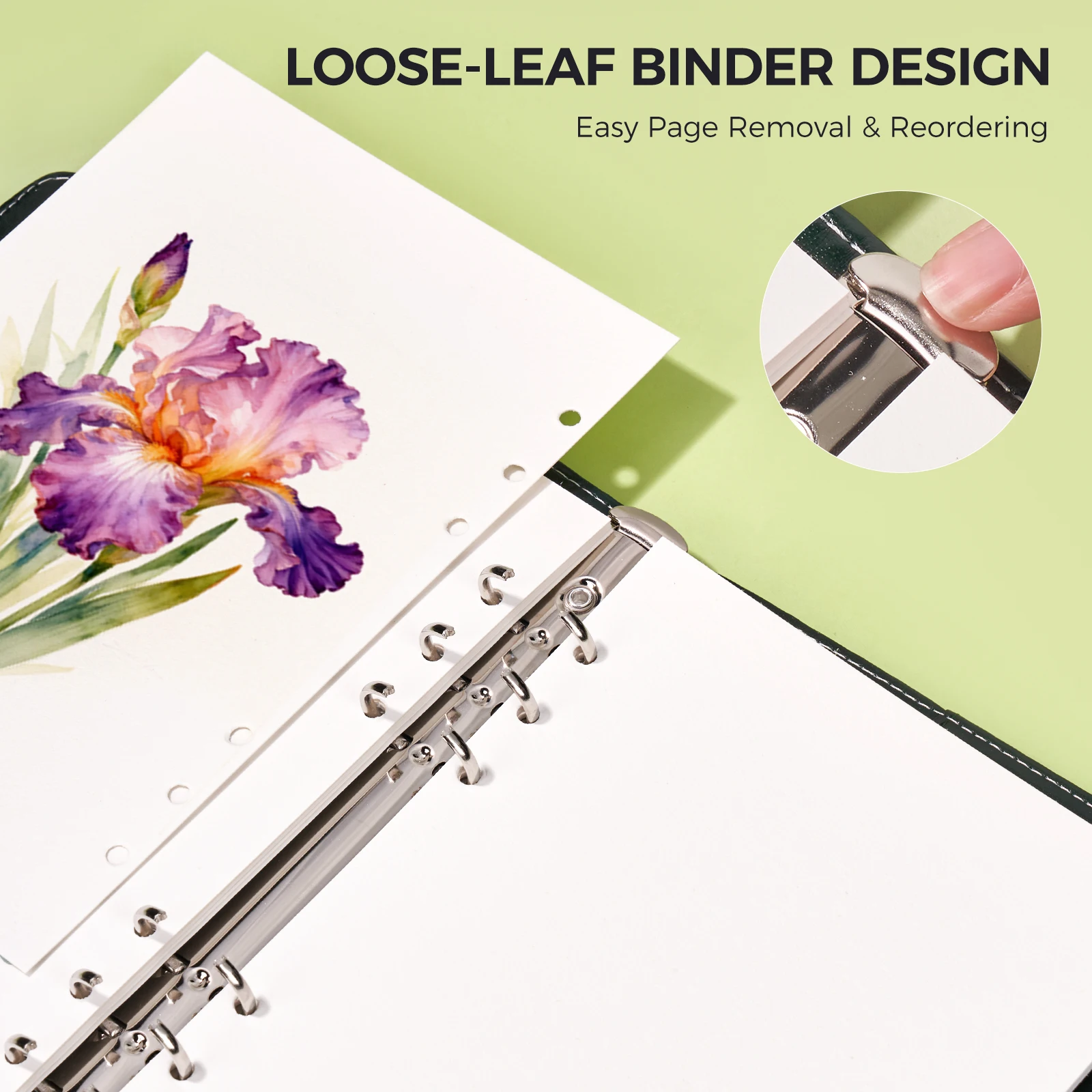 라이트위시 여행용 수채화 스케치북 100% 코튼 300gsm A5 리필 가능 바인더 20매 5.8x8.2인치 무산지 아티스트용