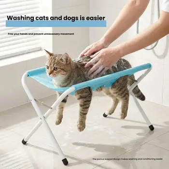 Supporto per Amaca da Toelettatura per Animali Domestici, Rastrelliera Pieghevole Traspirante in Rete per Bagno di Gatti e Cani di Piccola Taglia, Anti-Fuga, Facile da Pulire