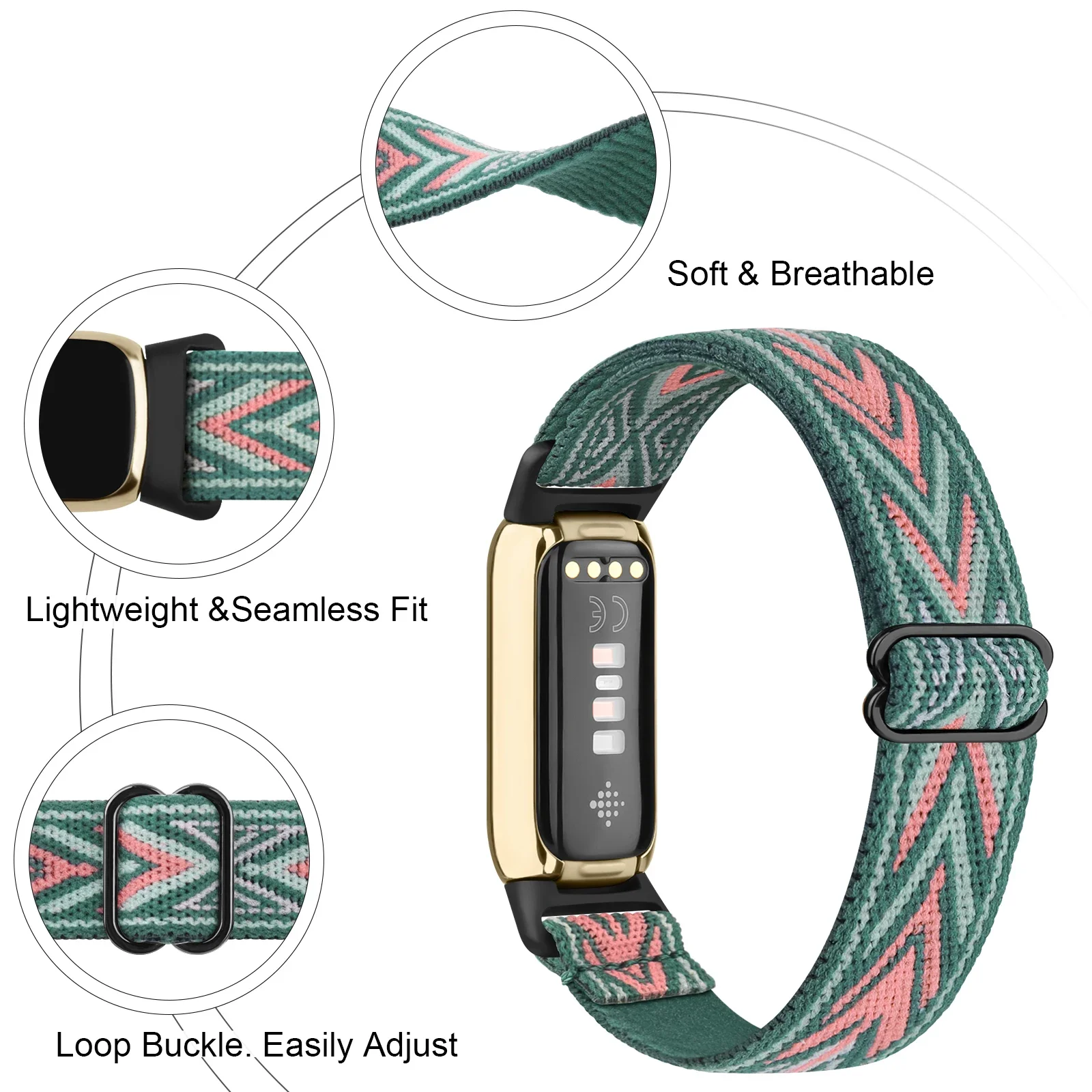 Elastic Strap Bracelet Replacement for Smartwatch, Adjustable Wristband