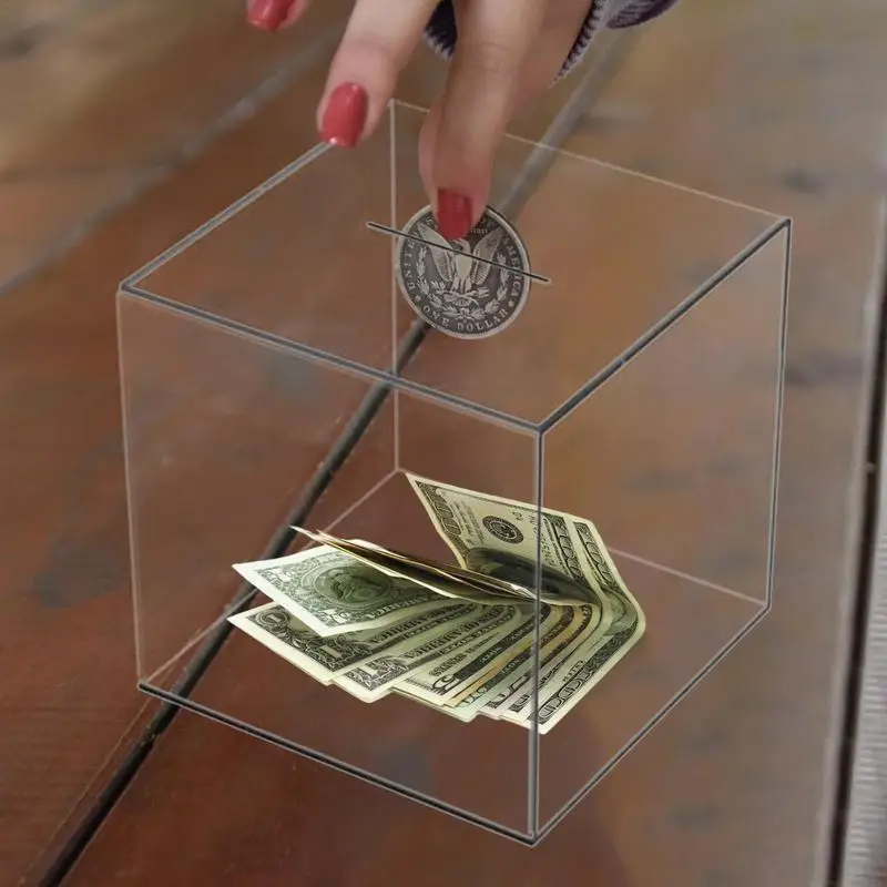 Piggy Bank Clear Acrylic Money Saving Bank Break to Open Can Only Save That Cannot Be Take