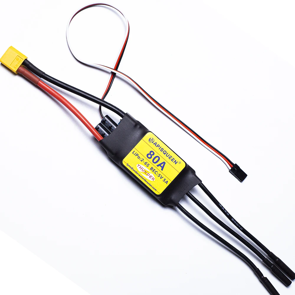 

ApisQueen 80A ESC 2-6S Brushless Electric Speed Controller 5V/6V/7.4V 5A BEC with XT60&4.0mm Plug for RC Boat RC Airplane Motor
