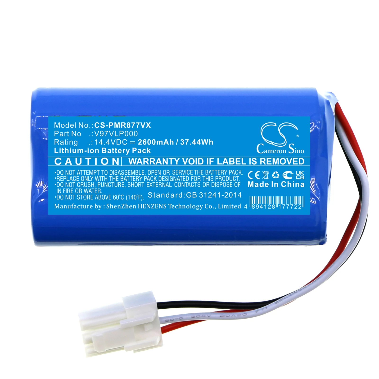 Batteria Di Ricambio Per 2600Mah Pana Sonic Mc-6Rb75, Mc-8R76C, Mc-Rs877, Rs767, Wrc76, Wrd63 V97Vlp000 14.4V/Ma