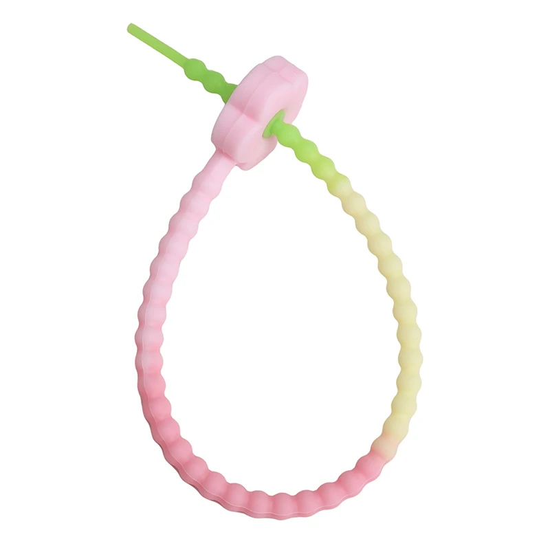 Cute Candy Color Silicone Reusable Bag Ties & Keychain Lanyard Set