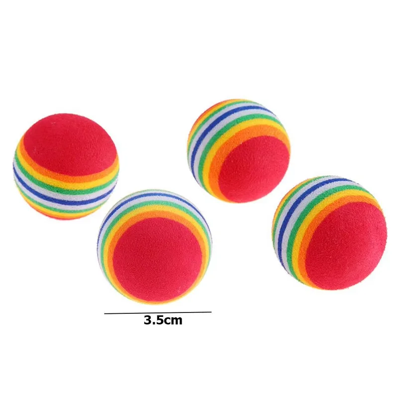 10PCS Cat Toys Rainbow Ball Interactive Cat Dog Play Chewing Rattle Scratch Ball Training Balls Pet Supplies