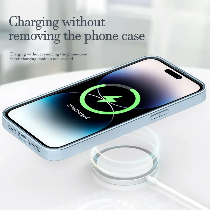 Soft Frame Aluminum Metal Case For iPhone 14 Pro Max 14 Plus Anti-fall Shockproof Protective Cover Magnetic Wireless Charging