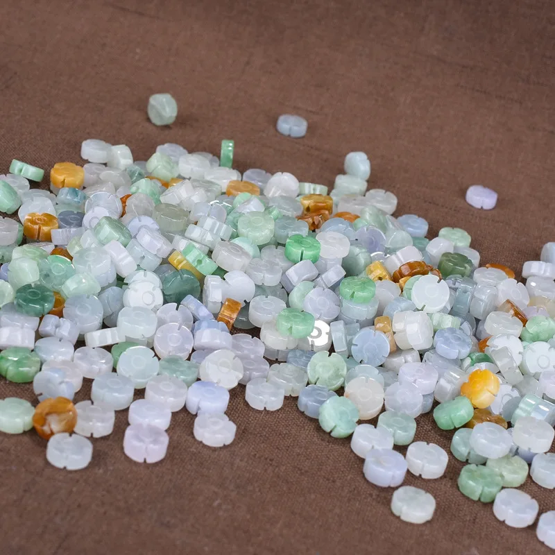 6*9Mm Tricolor Myanmar Jadeite Four-Leaf Clover Jades Beads For Jewelry Making Diy Bracelet Charms Necklace Diy Accessories