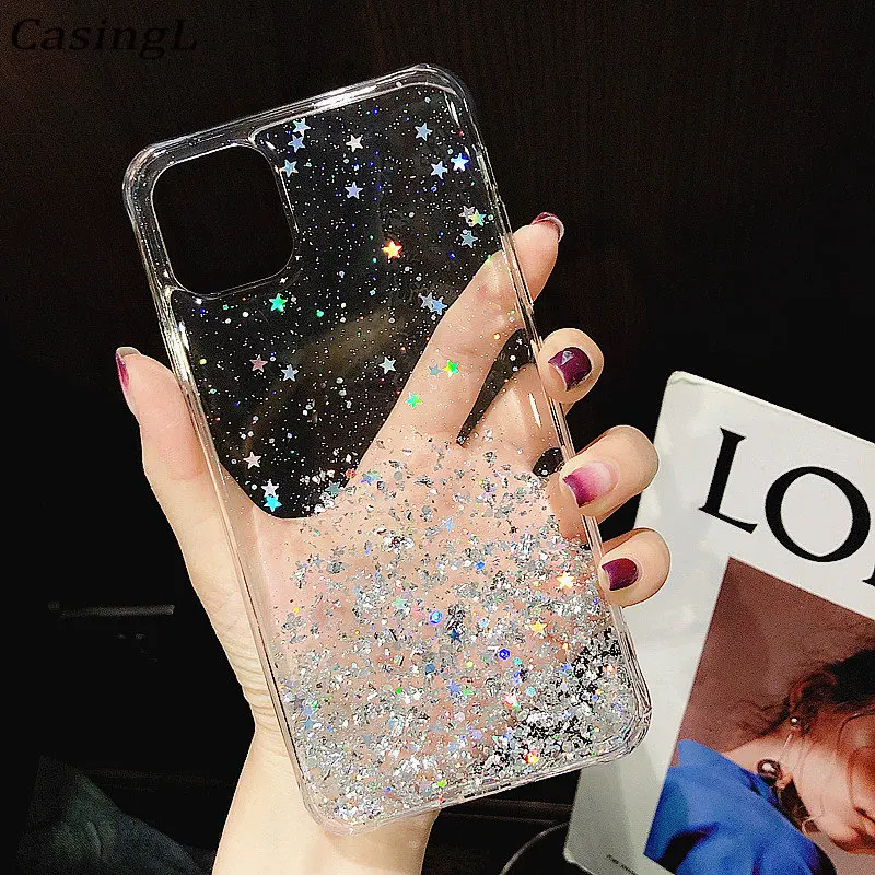 Cover Glitter Per Xiaomi Poco X6 Pro 5G – Custodia Trasparente Con Paillettes, Antiurto, Blu - 2