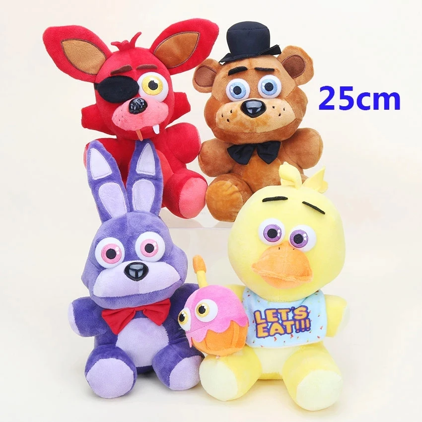 25cm plush toys FNAF Plush Toys Freddy Bear Foxy Chica Bonnie Plush Stuffed  Toys with Drawstring bag